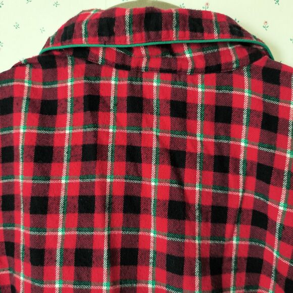 Lands' End Flannel Pajama Set Womens M Red Tartan Plaid Cotton Cozy Pockets - Picture 13 of 16